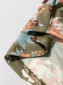 CILKOO Áo bodycon dài tay ôm sát in hoa bằng vải lưới, thích hợp cho mùa xuân, đi nghỉ mát. - màu xanh lá - Xem 10