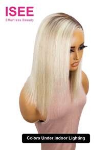 ISEE Peluca con lace frontal de cabello humano liso con mechas rubias doradas, longitud de 10-14 pulgadas, 180% de densidad, uso diario para mujeres, sin pegamento, con línea de implantación natural, pre recortada - S5/613/24 - Ver 4