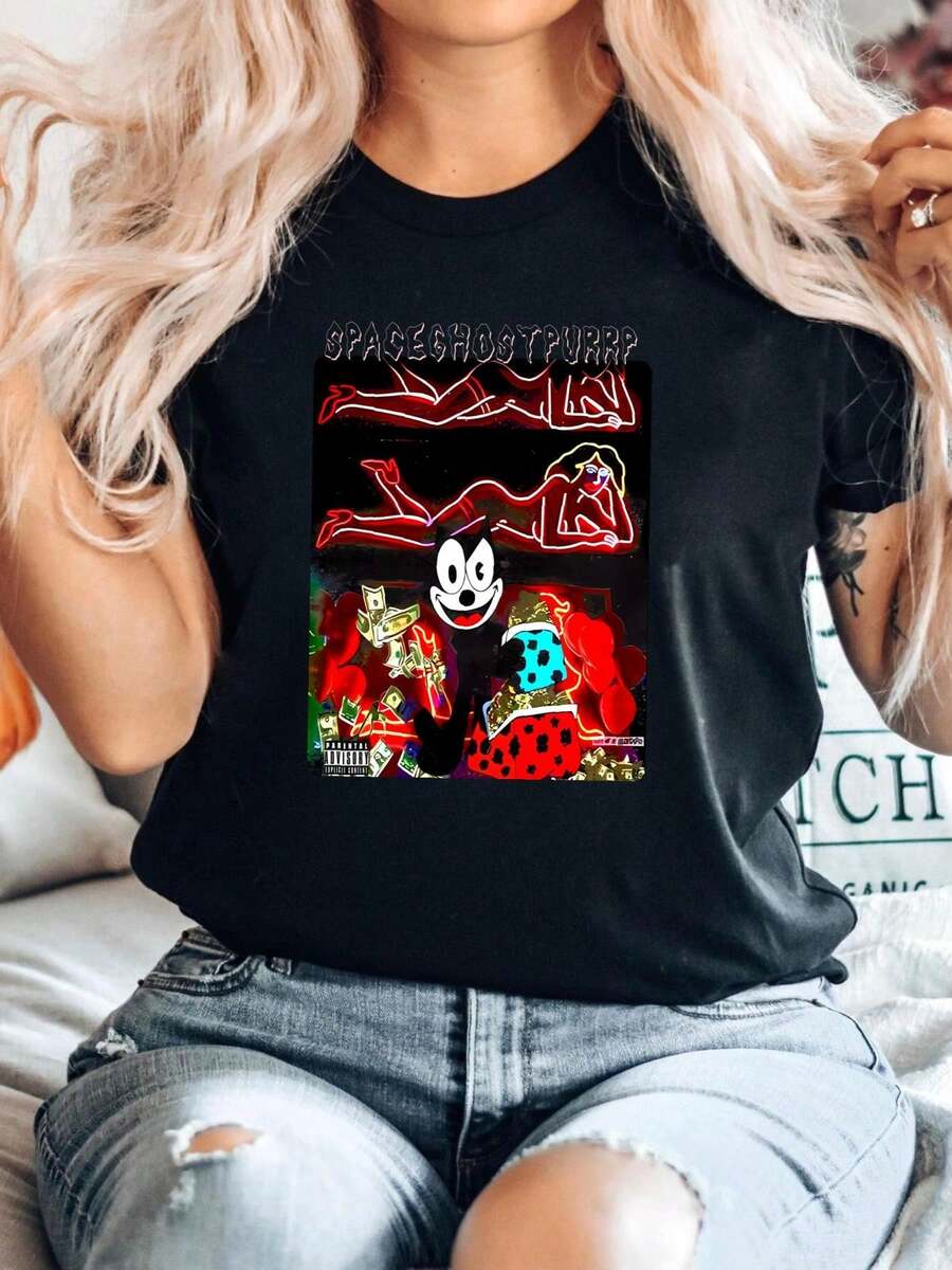 100% Cotton Best Match Spaceghostpurrp Classic Popular Premium T-Shirt Man Wo Size S-5XL Casual Streetwear Slightly Unisex Stylish Soft Graphic Comfortable Versatile Stretched Fashion Breathable Designer Clothes Homme Print Round Neck Short Sleeve For Women Top For Everyday Wear Summer - Black - View 1