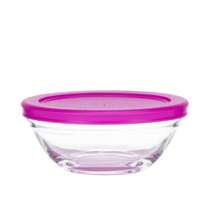GLAZE Set Of 5 Glass Containers With Airtight Plastic Lids. (Blue, Purple, Red, Fuchsia) - Hot Pink - View 5