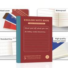 1 pezzo Libro di stenografia inglese formato B5, carta beige spessa da 60 fogli, con formato a quattro linee e tre quadrati, memorizzazione di parole, scrittura di composizioni in inglese, adatto per scuola, ufficio e stenografia