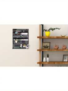 Wall File Holder Organiser Wall Mounted Magazine File Rack - 6 Tier Mesh A4 Mesh In Tray Hanging Storage Rack For Papers Letters Documents And Stationery Black