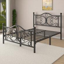Metal Platform Bed Frame, Classic Style Headboard And Footboard/Under Bed Storage/Mattress Foundation/No Box Spring Required/Easy Assembly - 黑色 - 查看 5