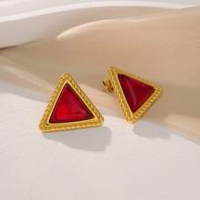 S SHOPBOHO 1 对婚礼礼物防水日常珠宝 8 毫米养殖淡水巴洛克珍珠耳环金环耳环女士 - 幾何 - 查看 4