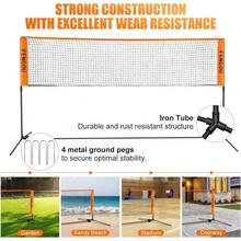 Juego de red de bádminton portátil, red de tenis de altura ajustable, voleibol infantil, red de fútbol de fácil instalación, red deportiva de nailon con postes para patio trasero, interior, exterior, - 1 - Ver 3