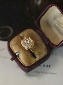 1 件复古奢华方形装饰戒指，女士 S925 纯银精美珠宝礼物，适合女士舞会派对珠宝