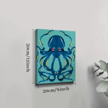 1pc Framed Canvas Poster, Vintage Octopus Wall Art Canvas Paintings, Ideal Gift For Bedroom Living Room Corridor, Wall Art, Room Decoration - Multicolor - View 7