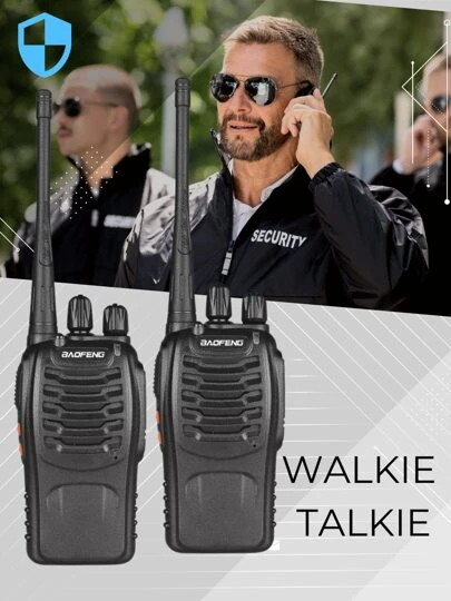 DOSYU Set de 2 Walkie Talkie Radio Manos Libres Recargable Bandas De Frecuencia Uhf Color Negro Alcance Máximo de 10 km Función de Manos Libres VOX Batería Recargable de 1500 mAh Duración de 8 horas