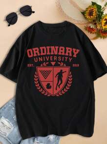 Lovers' Matching T-Shirts Cute Couple University Emblem Tees For Women
