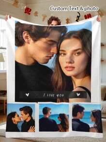 SEPTEVAGUS 1pc Custom Blanket With Picture, Personalized Photo Throw Blanket For Valentine's Day Multipurpose Living Room Sofa Outdoor Beach Camping Pet, Personalized Family/Pet/Couple Photo Printed Bedding Blanket, Personalized Christmas Gifts, Mother's Day/Father's Day Gift, Family Gift, Birthday Gifts, Gift For Friend, Gift For Her