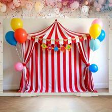2D Carnival-Themed Polyester Backdrop Banner (1-Piece) With Colorful Balloons And Circus Tent Design - Easy To Hang, Perfect For Birthdays, Anniversaries, Wedding Celebrations, Indoor And Outdoor Party Decorations, And Carnival Party Decorations. - Apricot - View 7