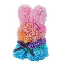 Rose Rabbit Immortal Rose Flower Rose Flower Ornament Forever Artificial Flower Easter Valentine's Day Roses Flower Bunny - Multicolor - View 4
