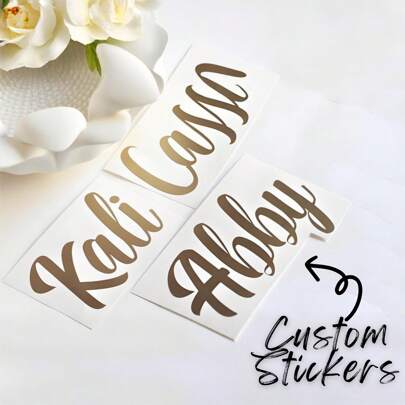 1pc Personalized Custom Name Tag Stickers, 3-6 Inch Labels, Name Decal, Custom Decal Stickers, Name Stickers, Date Stickers, DIY Gifts, Handmade, Handwriting, Wedding Stickers, Gift Stickers. Customizable Holographic Name Stickers For Water Bottles, Lunch Boxes, Personal Items, Glass, Cups, Rolls, Balloons, Calligraphy Stickers, Gift Box Decorations, Multi-Functional,For Housewarming