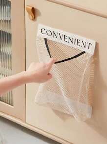 1pc Kitchen Garbage Bag Storage Rack Wall-Mounted Large Capacity Plastic Bag Storage Net With - Multicolor - View 4