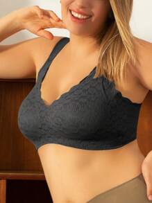Kích thước lớn Liền mạch Không dây Ngủ Và Bras thể thao Đối với phụ nữ , Gầy , Thoải mái , , Áo ngực đẩy Đến trình diễn Nhỏ bé Ngực - màu đen - Xem 2