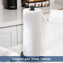 Black Tissue Holder Countertop, Independent Tissue Dispenser, Kitchen Roll Holder, Stainless Steel Tissue Roll Holder With Weighted Base In Kitchen And Bathroom - màu đen - Xem 6