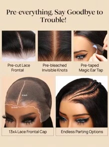 UNice Hair 7x5 Bye-Bye Knots™ Lace Closure & 13x4 Pre-Everything™ Lace Frontal Black Fluffy Natural Loose Wave Curtain Bangs Wig With Invisi Drawstring 3D Body Wave Lace Frontal Wig With Bangs Pre Everything Put On And Go Glueless Human Hair Wigs 150% & 180% Density - SNatural - 查看 9