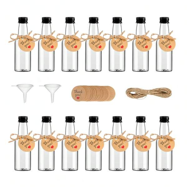36/3 pièces Mini bouteilles d'alcool, bouteilles d'alcool avec bouchons, mini bouteilles de vin et de sauce piquante avec 2 entonnoirs liquides, pour mariages, fêtes de champagne, rassemblements sociaux, camping en plein air