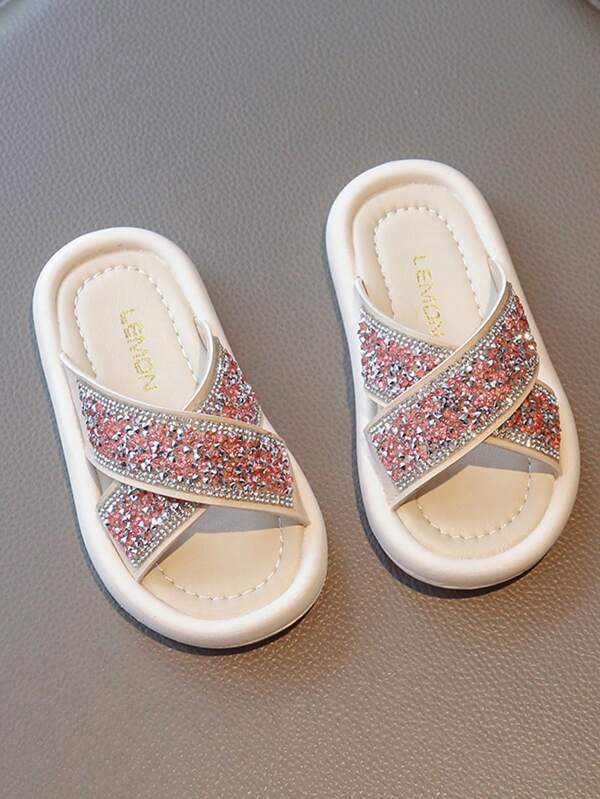 Sandalias para chicas verano 2025 nuevas con brillos y aplicaciones de , estilosas y cómodas sandalias de playa antideslizantes