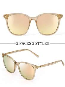 1 副女士偏光太阳镜,带镜面镜片和 UV400 防护 - 时尚大号眼镜可爱太阳镜海滩太阳镜女士海滩配饰太阳镜太阳镜遮阳基本款和适合毛衣牛仔裤运动裤连帽衫夹克连衣裙和长袖衬衫的时尚遮阳优雅装扮家庭出游旅行度假夏季海滩度假、户外、旅行 - 彩色 - 查看 20