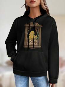 Women's Snuggly Duckling Tangled Sweatshirt Cozy Cute Comfy - Black - View 1