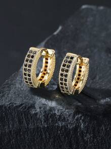 2 piezas Pendientes aro de cristal rhinestone de estilo europeo y americano, pendientes de cobre personalizados, adecuados para hombres y mujeres