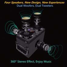 Altavoz Bluetooth, portátil con Bluetooth Boombox con 40 W (pico de 60 W) estéreo dual Woofers y altavoz inalámbrico para fiesta en casa, 2400 minutos de tiempo de juego, adecuado para fiestas, - 1 - Ver 2