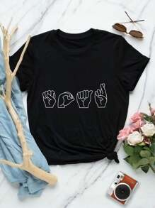 Soaring American Sign Language Lovers' T-Shirts For Women Cute Couple ASL Tees Matching Shirts