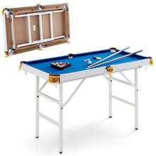4FT Folding Billiards Table Portable Pool Game Table Set With 2 Cues 16 Balls - Blue - View 1