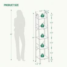 Bookshelf Bookcase, Freestanding Corner Storage Shelve With 2 Hooks For Home Office, Living Room, Kitchen, Bedroom, Industrial, 5-Tier White BC03213W - 白色 - 查看 2