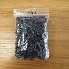 200/500/1000 Stück Mikro-Silikon-Haarverlangerungs-Ringe - Krimpringe für Perücken & Extensions, Aluminiumstange Verbindungsglieder