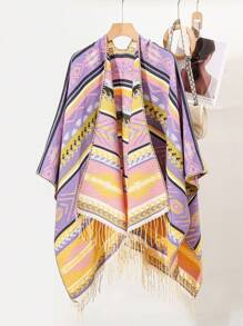 1 件流苏边前开斗篷