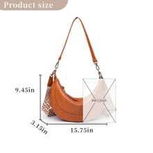 Crescent Shoulder Bags For Women Trendy Crossbody Hobo Purse Vegan Leather Handbag With Wide Strap For Travel - 黑色 - 查看 3