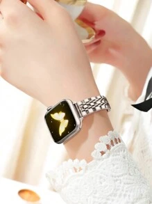 1pc Women's Starry Strap, Thin Metal Band, Compatible With Apple Watch Series 11, 10, 9 Ultra, 8, 7, SE, 6, 5, 4, 3, 2, 1, Fashionable Smart Watch Band, Butterfly Buckle Strap, Stainless Steel Bracelet, Fits 40mm, 42mm, 44mm, 45mm, 49mm, 38mm, 41mm, 46mm Bands, Fashionable Smart Watch Strap, Compatible With Apple Watch Bands - Starlight Charcoal - View 4