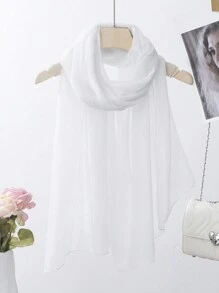 1 件柔软透气纯色网眼女士围巾，适合时尚和户外穿着，可用作披肩配饰女士 - 彩色 - 查看 30