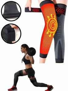 1 Pair Full Leg Compression Sleeve, Knee Support Protector Suitable For Men & Women Basketball, Cycling, Sports, Football Gym Accessories Knee Support - Black - View 2