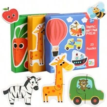 1 Box Of Children's Matching Puzzle Animals, Transportation Fruits, Vegetables, Wooden Simple Early Education Enlightenment Puzzle Toys - Multicolor - View 9