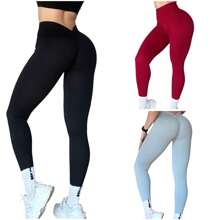 Leggins Mallas sin costura, corte V, de talle alto para mujer levantadoras de glúteos para uso deportivo, - Multicolor - Ver 2