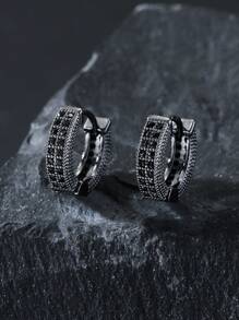 2 piezas Pendientes aro de cristal rhinestone de estilo europeo y americano, pendientes de cobre personalizados, adecuados para hombres y mujeres