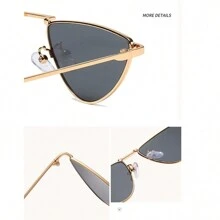 2025 New Fashion Metal Triangle Frame Small Cat Eye  Personality  Female Street Photography Internet Celebrity Glasses  Anti-UV - 黑色 - 查看 6