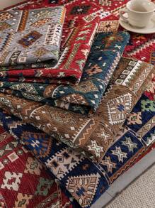 1pc Bohemian Style Geometric Embroidery Sofa Cover, Modern Couch Protector Against Cat Scratching, Suitable For Bedroom, Office, Living Room, All Seasons - Red - View 8