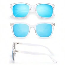 Fashion Sunglasses For Women, Polarized Driving, Anti Glare UV400 Protection, Fashionable Design - 透明框*藍片 - 查看 4