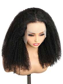 Afro Kinky Curly 13x4 Lace Front Wigs Brazilian Human Remy Hair Transparent Lace Frontal Wig 180% Density Wig Natural Black Suitable For All Women - Natural Black - View 4