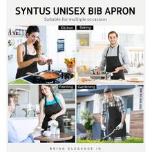2 Pack Adjustable Bib Apron Waterdrop Resistant With 2 Pockets Cooking Kitchen Aprons For Women Men Chef - 黑色/白色 - 查看 4