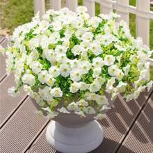 4pcs Artificial Flowers Outdoor Decoration, 7-Pronged Fake Bindweed, 1pc With 21 Flowers, UV-Resistant Artificial Plant Shrubs, Multi-Color, Suitable For Garden, Porch, Window, Balcony, Yard, Flower Bed, Planter, Wedding Decor Easter
