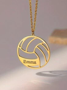 1 Pc Personalized Score Style, Custom Volleyball Name Necklace - Stainless Steel, Sports Simple Design, Perfect Gift For Basketball Player, Very Memorable - Multicolor - View 4