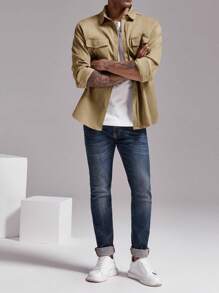 Runcati Men's Lightweight Casual Shacket Twill Button Down Shirt Jacket Long Sleeve