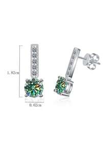 BLOVEMEE 2pcs Elegant Luxury 925 Silver 2 Carat Morganite Earrings, Gift For Women For Commute, Party, Vacation, Birthday, Valentine's Day, Mother's Day, Wedding Anniversary, Christmas