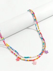 1pc Handmade Bohemian Beaded Flower Waist Belt, Colorful Rice Bead Waist Jewelry, Casual Beach Vacation Style, Suitable For Weddings, Bridesmaids, Daily Wear, Parties - Multicolor - View 3