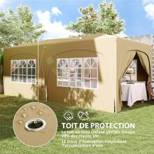 Outsunny 3 X 6m Outdoor Garden Gazebo, Pop Up Folding Gazebo, Adjustable Height, Carry Bag & Sandbags, UPF50+ Protection, Folding Marquee For Camping, Festival, Patio, Sand - 卡其色 - 查看 5